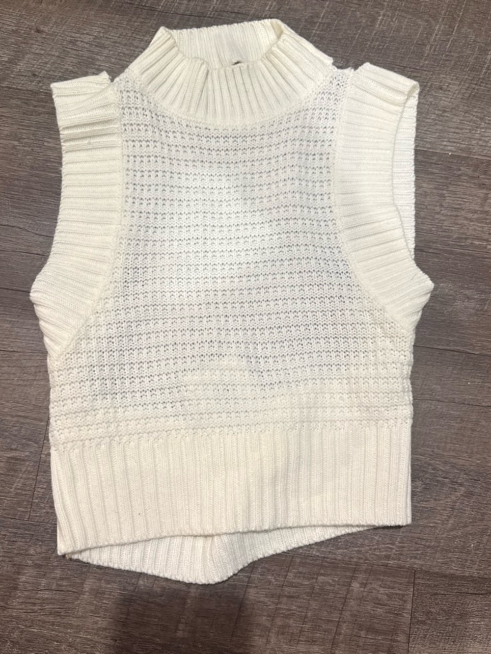 12th Tribe Sleeveless Knit Mock Neck Tank - Cream